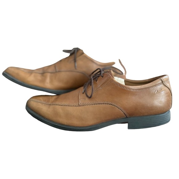 Clarks Tilden Walk Oxford Dress Shoes Lace Up Tan Leather Men's 11.5 M USED - Picture 4 of 7